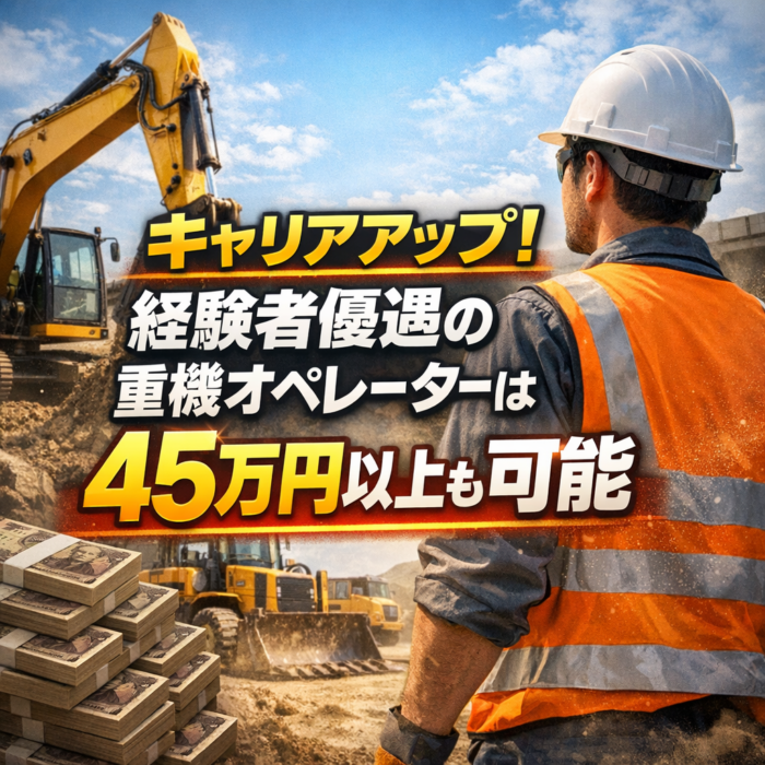 キャリアアップ！経験者優遇の重機オペレーターは45万円以上も可能